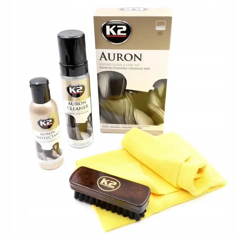 К2 Auron Leather Clean&Care Set Набір для догляду за шкірян. оббивкою з щіткою/мікрофіброю G420