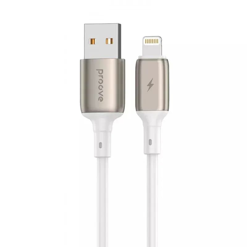 Кабель USB-A to Lightning Proove Flex Metal 2.4A 1m (white)