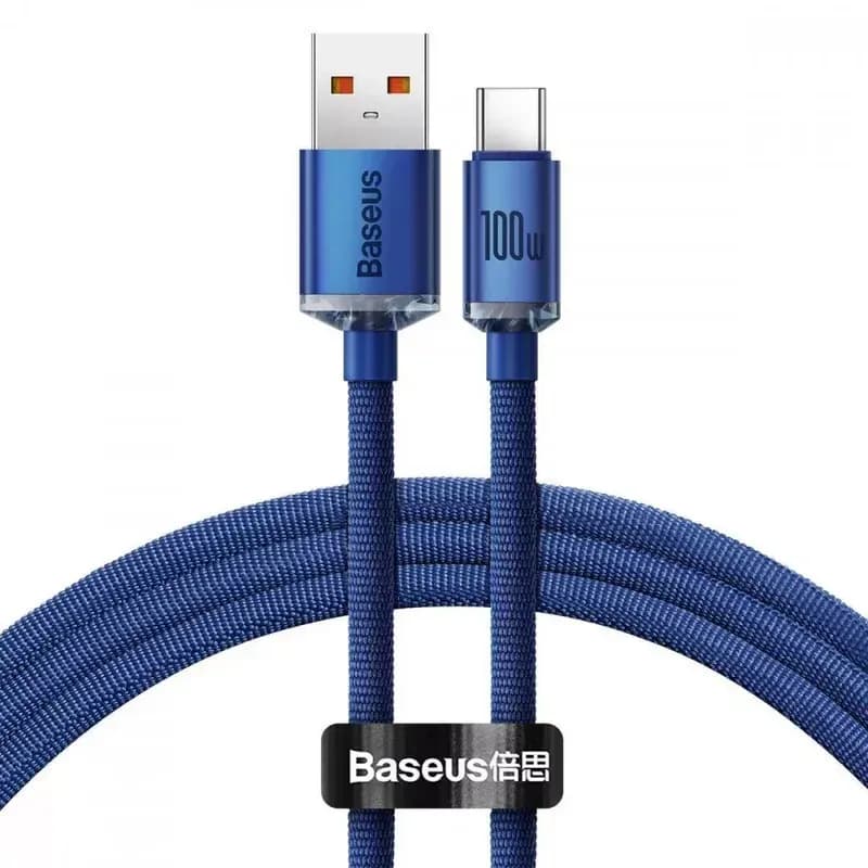 Кабель USB-A to Type-C Baseus Crystal Shine Series Fast Charging 100W 1.2m (blue)
