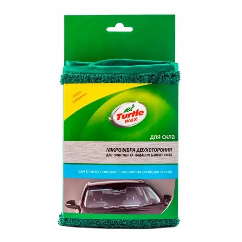 TURTLE WAX Мікрофібра двостороння для очистки та надання блиску скла 420х380 мм X5344TD4